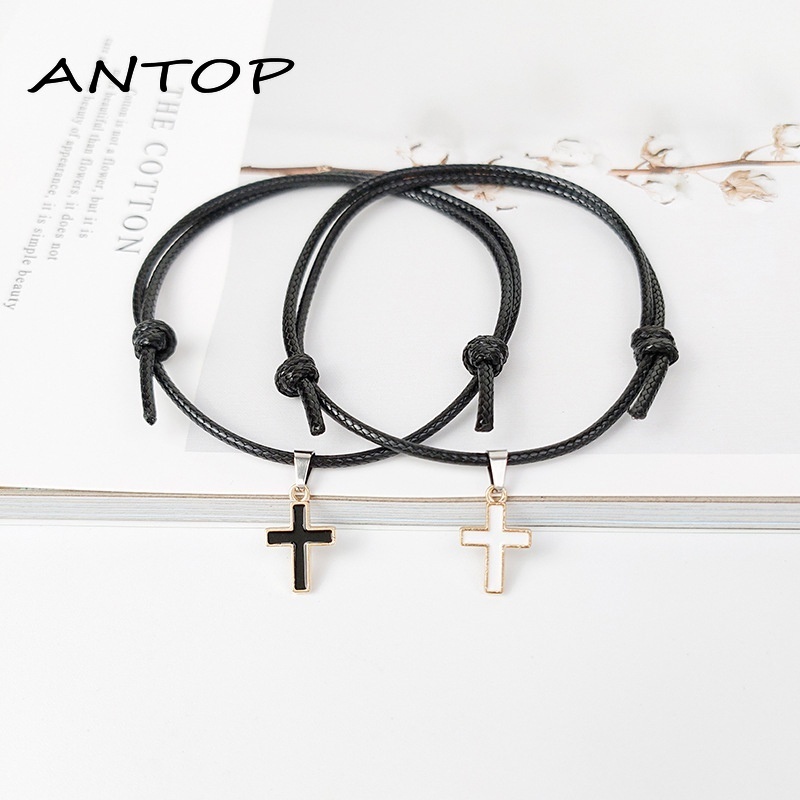 2 Pcs Gelang Couple Tali Lilin Untuk Persahabatan/bestie Pasangan Cross ANTOP