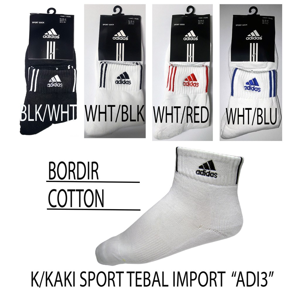 KAOS KAKI SPORT TEBAL IMPORT ADI3, KAOS KAKI PRIA DAN WANITA, KAOS KAKI SEKOLAH,