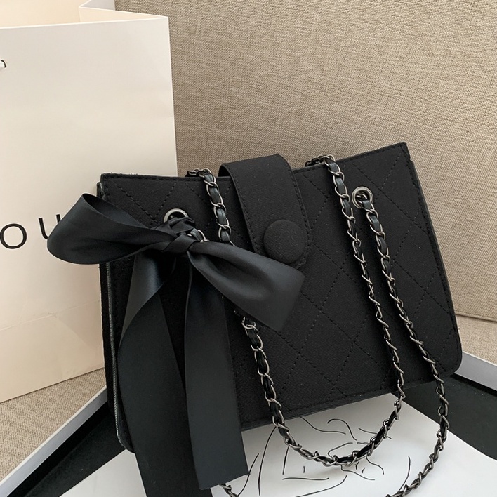 FINOM OLETA - Tas Selempang Wanita Rantai Korean Style | Sling Bag Pita Casual