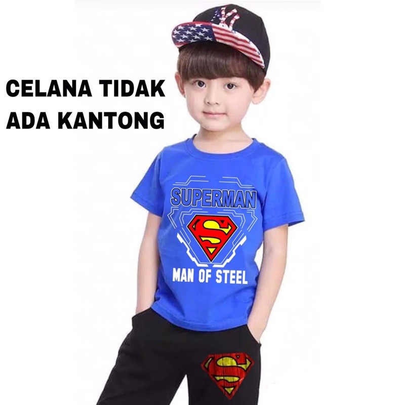 setelan pendek supermen terbaru pakaian anak laki-laki murah meriah fashion anak terbaru