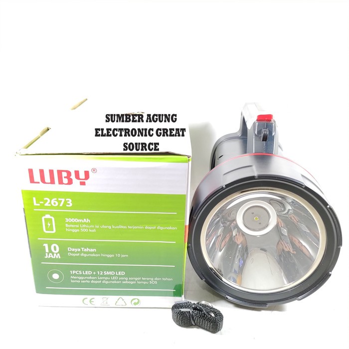 Senter Luby L2673 Jumbo 10W Lampu Meja SOS 3000mAh 2673 10 Watt