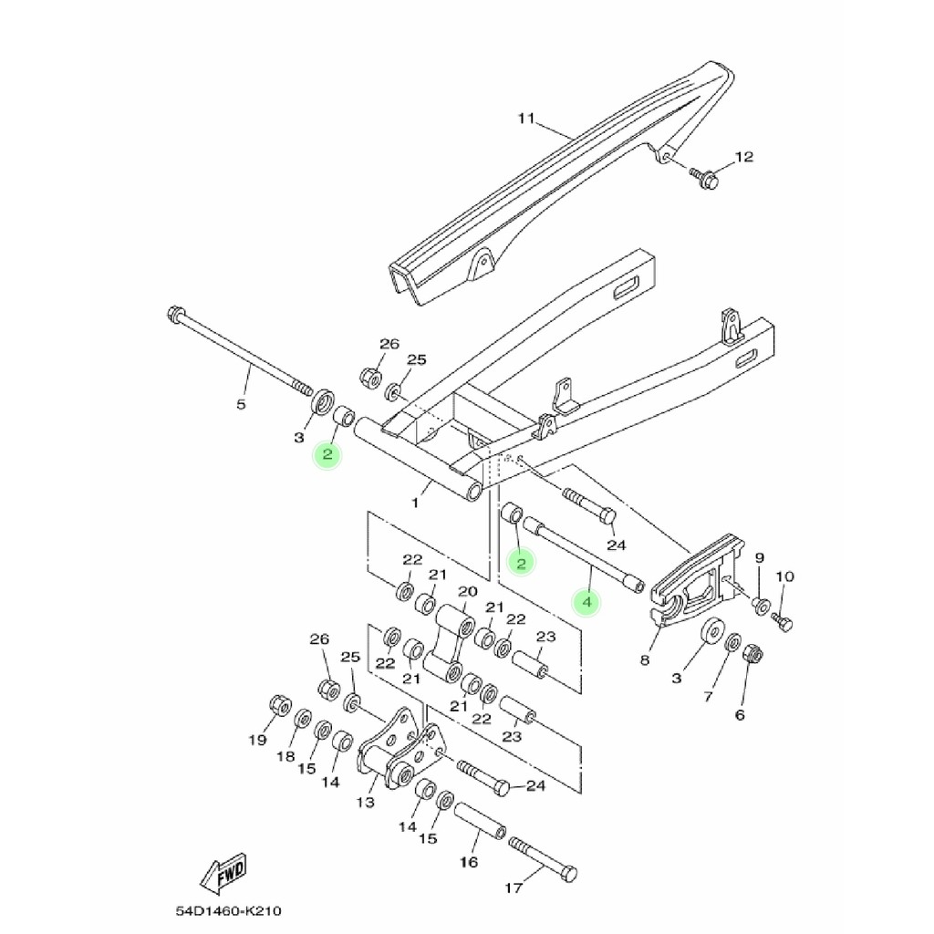 BOSH BOS DAN BEARING SWING ARM FORK SASIS SCORPIO ORIGINAL YGP 5BP-22184-00