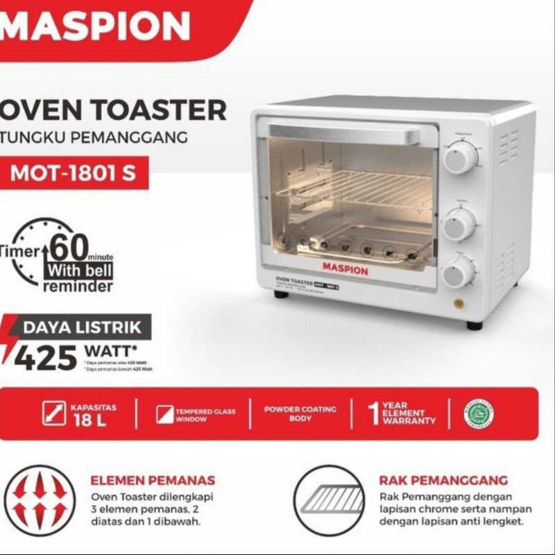 Maspion MOT-1801 S Oven Toaster / Oven listrik maspion