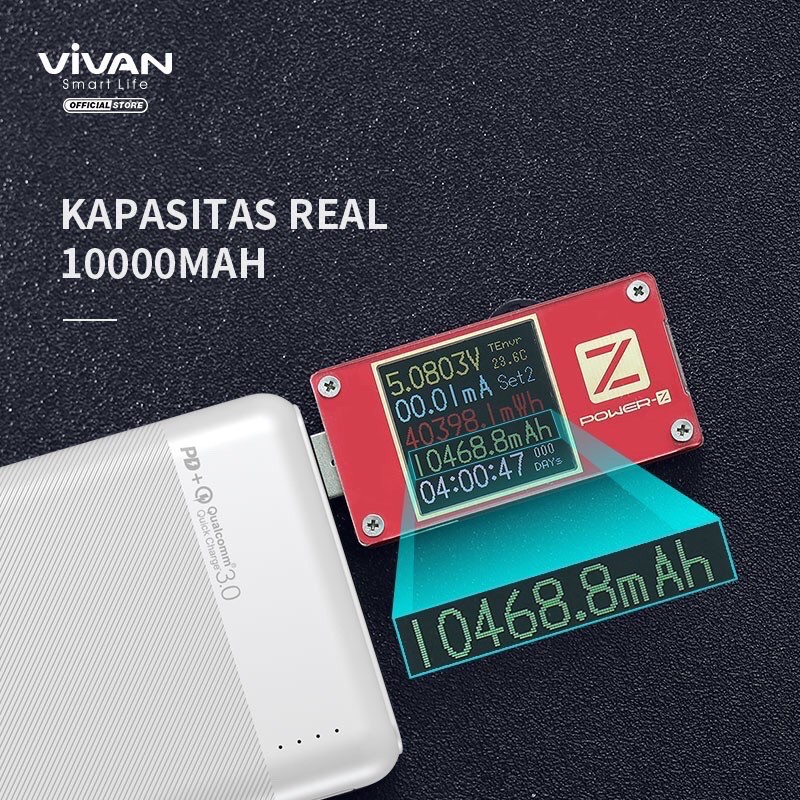 VIVAN Power Bank 10000mAh 2 Input 2 Output Powerbank Fast Charg PD QC3.0 VPB-M10 garansi 1 th