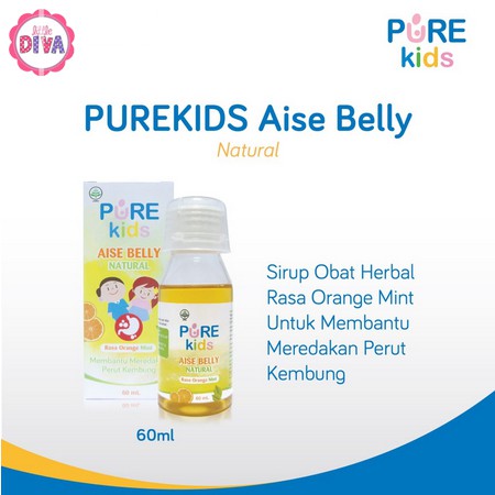 60 ml - PURE KIDS AISE BELLY NATURAL Sirup Pereda Perut Kembung Rasa Orange Mint ens