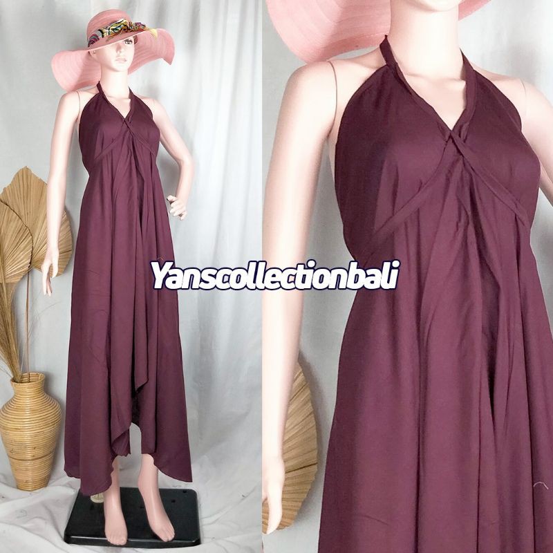 Maxi Dress Piramid BALI-Burgandi polos