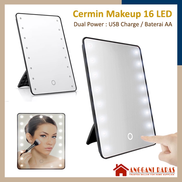 Cermin Portable Kaca Rias Meja Make Up LED Cas USB