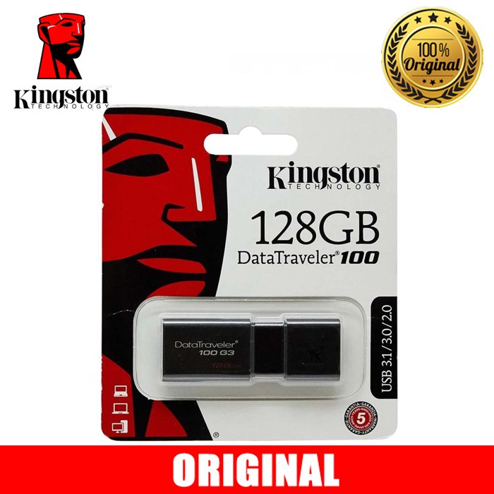 Flashdisk Kingston Data Traveler DT100G3 128 GB USB 3.0 Original  garansi resmi 5 tahun