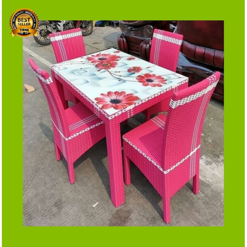 meja makan rotan sintetis