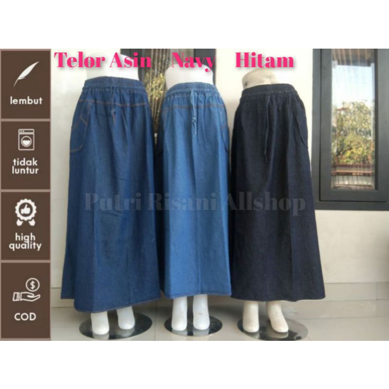 Rok Panjang Wanita Model A Bahan Soft Jeans (BB ± 40-65 kg / All Size Dewasa)-5