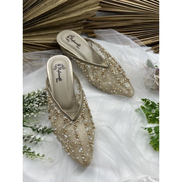 RAFAIZOUTFIT SEPATU wedding shoes -sepatu wanita YESIKA gold tinggi 5cm tahu