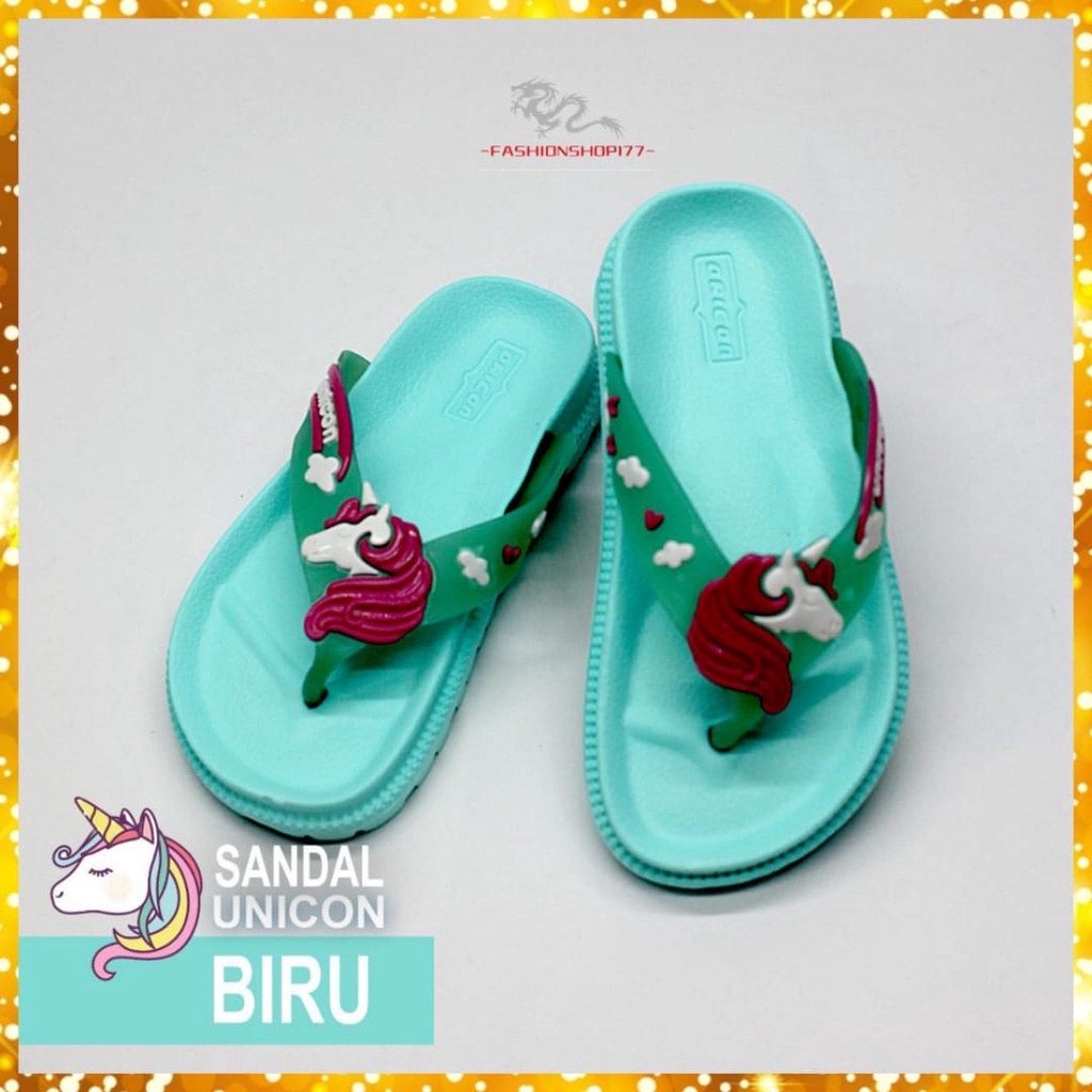 Sandal Jepit Anak Perempuan Bahan Karet Motif Unicon Size 24-35