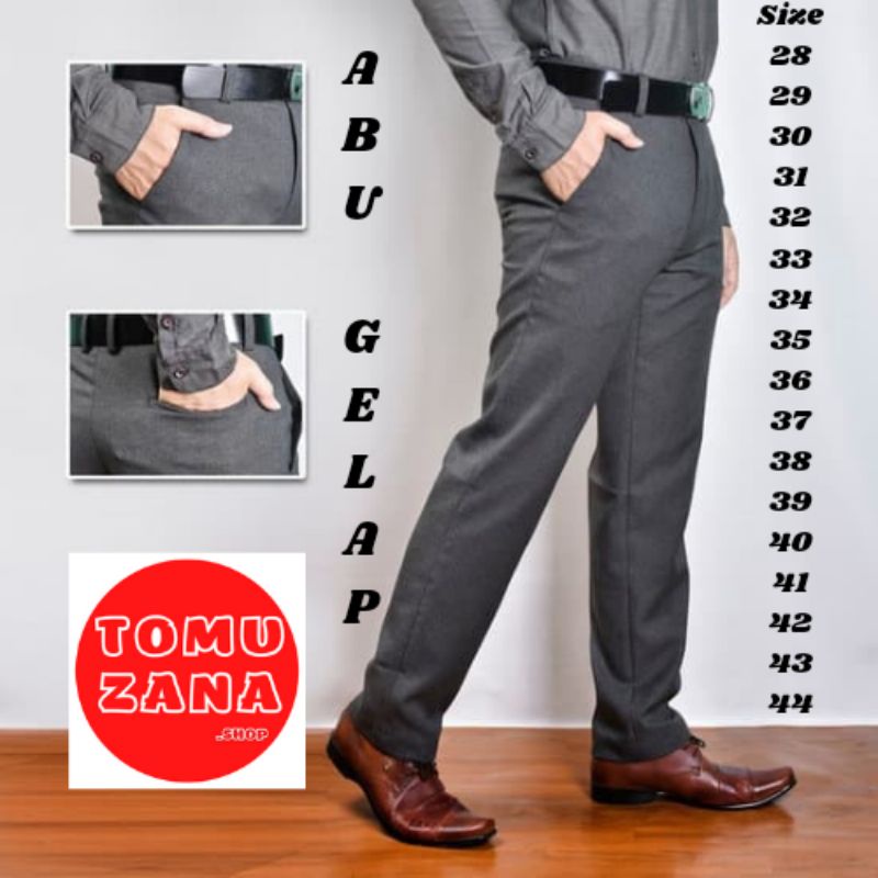 TOMUZANA_SHOP | CELANA FORMAL | PRIA | ABU GELAP | BAHAN | KANTOR | KERJA | PANJANG | SLIM FIT | KAIN | DASAR | COWOK | ORIGINAL | MASAKINI