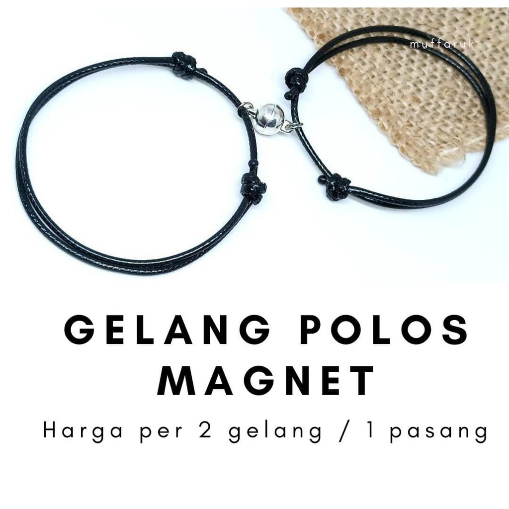cod GELANG COUPLE POLOS MAGNET TALI ANTI AIR / GELANG MAGNETIC CLAPS COUPLE ( beli 10 free 1 pasang)-7