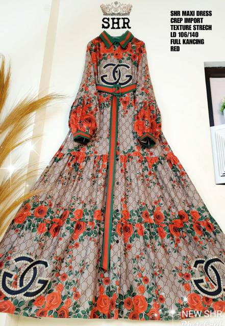 31 READY !! ORI SHR !! GAMIS MAXY DRESS BUNGA KEMBANG