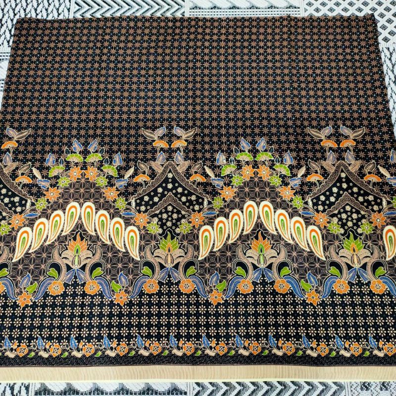 Kain Katun Batik printing Jawa Solo motif tenun bunga