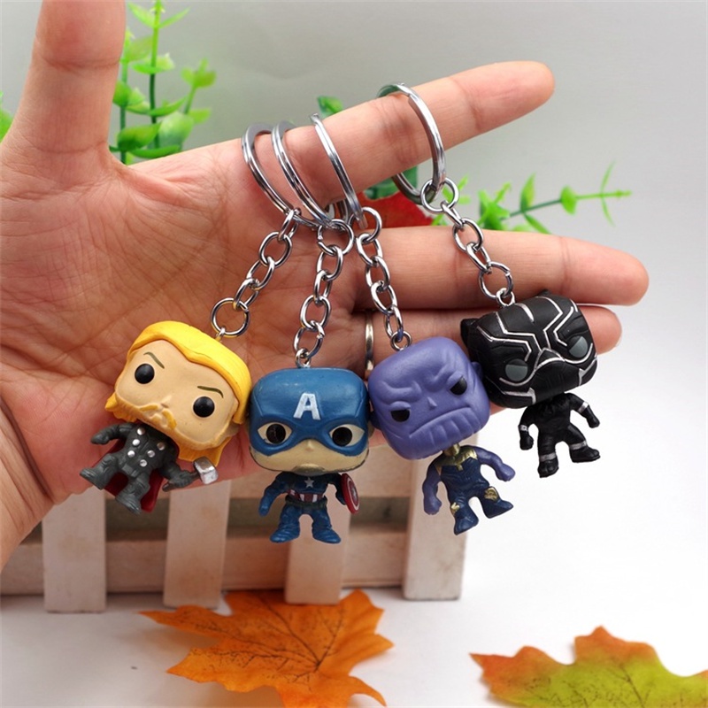 4pcs / Lot Gantungan Kunci Desain Hulk Thor Marvel Avengers Captain Deadpool Bahan PVC