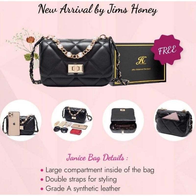 JANICE BAG JIMS HONEY ORI TAS SELEMPANG WANITA IMPORT FASHION CEWEK KOREA SLING HAND BAG FREE BOX