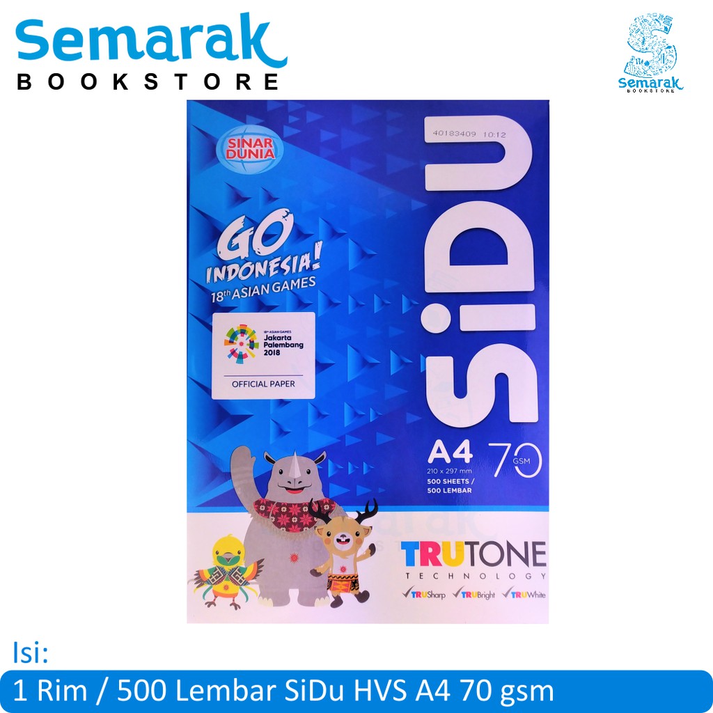 

Sinar Dunia HVS 70 gsm A4 210 x 297 mm [1 Rim/500 Lembar]