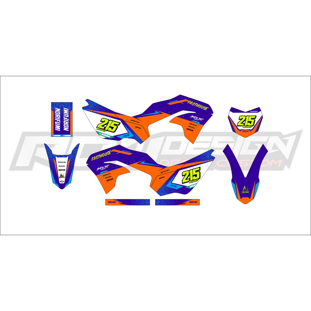 DECAL STICKER KLX 230 R (001) DEKAL STIKER BIRU OREN ORANGE ORANYE