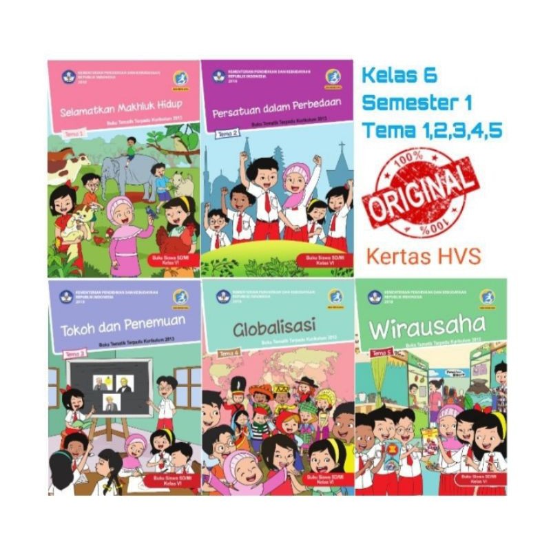 Sepaket buku siswa dikbud k13 kelas 6 semester 1 tema 1,2,3,4,5,