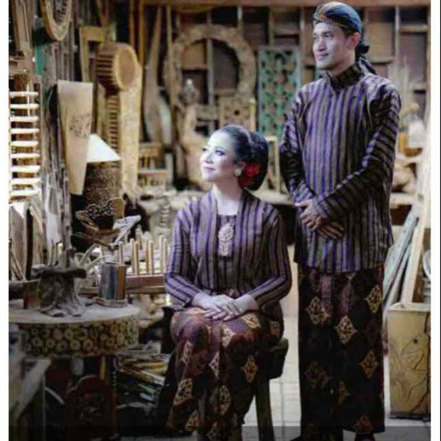  BAJU  SURJAN KEBAYA LURIK  COUPLE DEWASA SET JARIK BLANGKON 