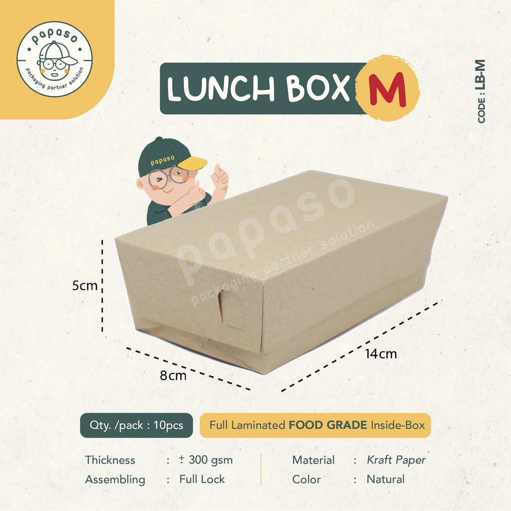 

Lunch Box -M / Box Makan (LBM) Kraft Full Laminating 1 Sisi Dalam (Min. Order 1pack/10pcs)
