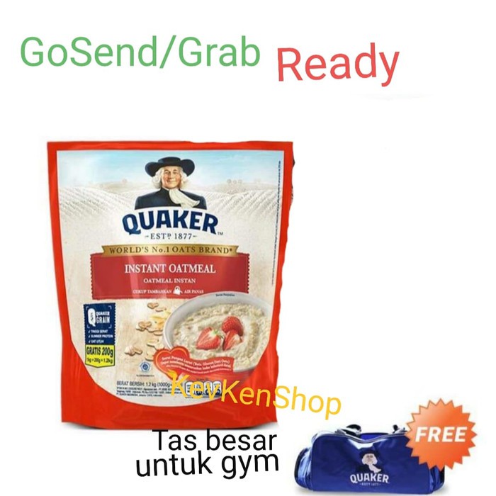 

Quaker Oat Instant Oatmeal Sereal 1200 gram 1,2 Kg FREE TAS GYM