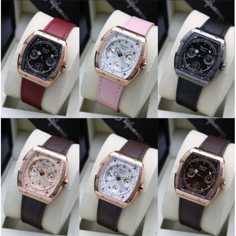 JAM TANGAN WANITA ALEXANDRE CRISTI AC6411/AC6411 TALI KULIT ORIGINAL