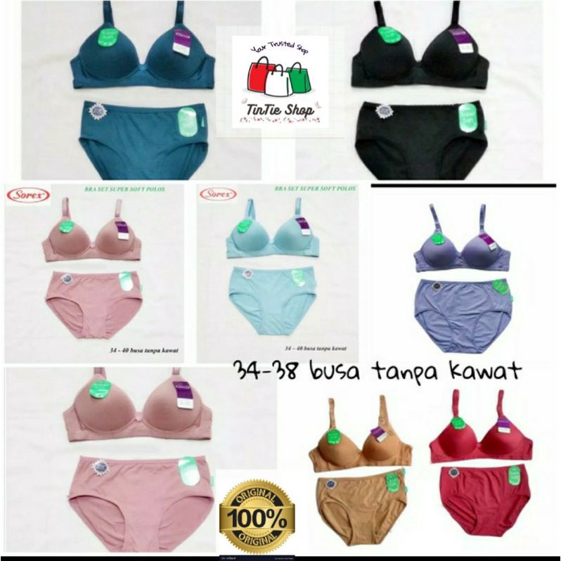 Bra Bh Set Super Soft Polos Sorex Tanpa kawat ( Bra &amp; CD) 34 - 40