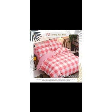 Kain Sprei Meteran Kotak kotak Pink