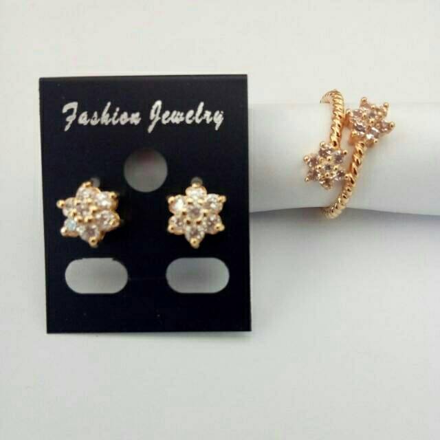 Set Anting Cincin Rhodium Plating Gold