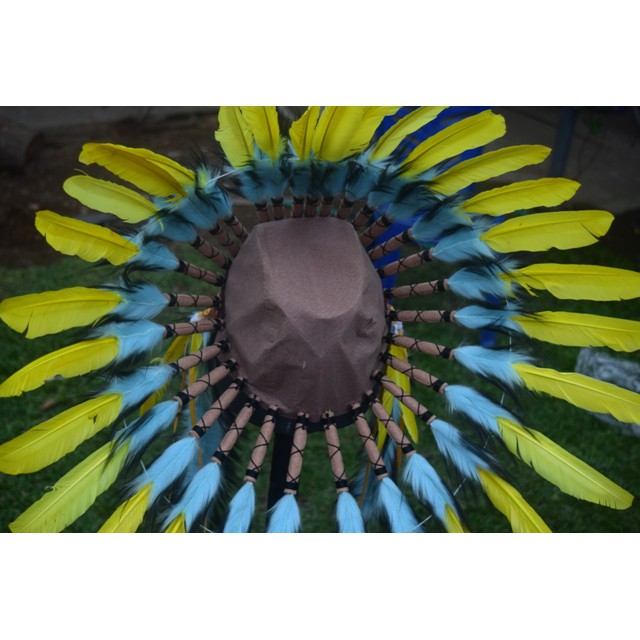 TOPI INDIAN - INDIAN HEADDRESS SMALL ANGSA MONTE KUNING KENING PERMATA