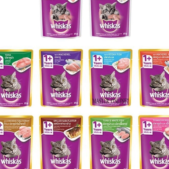 Whiskas pouch basah 80gr 1tahun+