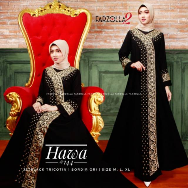 GAMIS ABAYA JETBLACK BORDIR SIZE M-XL || HAWA #144 || SOLO SURAKARTA