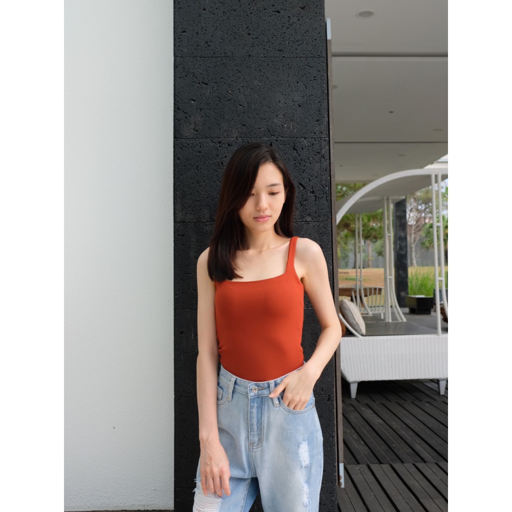 T-0255 Tanktop Square Basic Stretch-TERACOTA