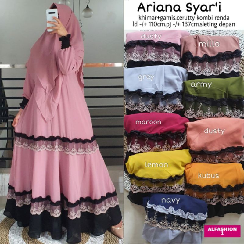 gamis renda ARIANA SYAR'I ORI WNW