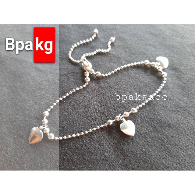 Gelang tangan serut rita rumbai love # Gelang monel besi putih asli anti karat silver murah makassar