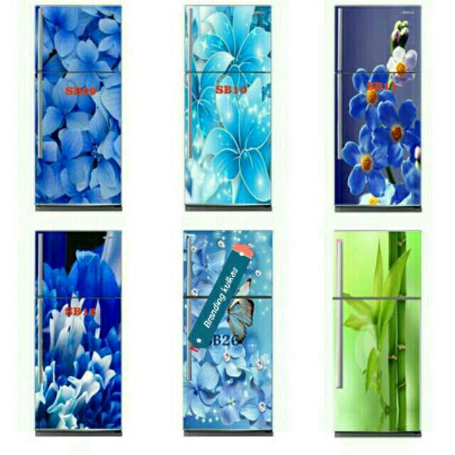 Stiker kulkas 2 pintu motif bunga2 cantik.murah.terlaris