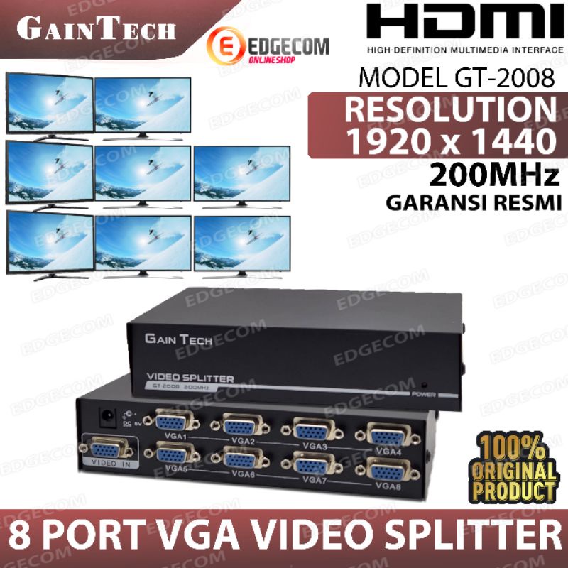 VGA SPLITTER 8 Port 200MHz GT-2008 GAINTECH