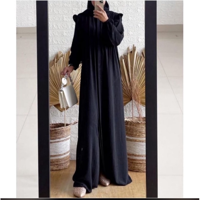 Mahalini Maxy Gamis Crinkle Airflow POLOS LD 100 - 110- Gamis Wanita Busui Friendly