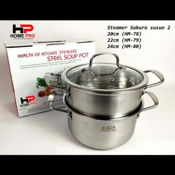 panci kukusan steamer stainless tebal Home Pro