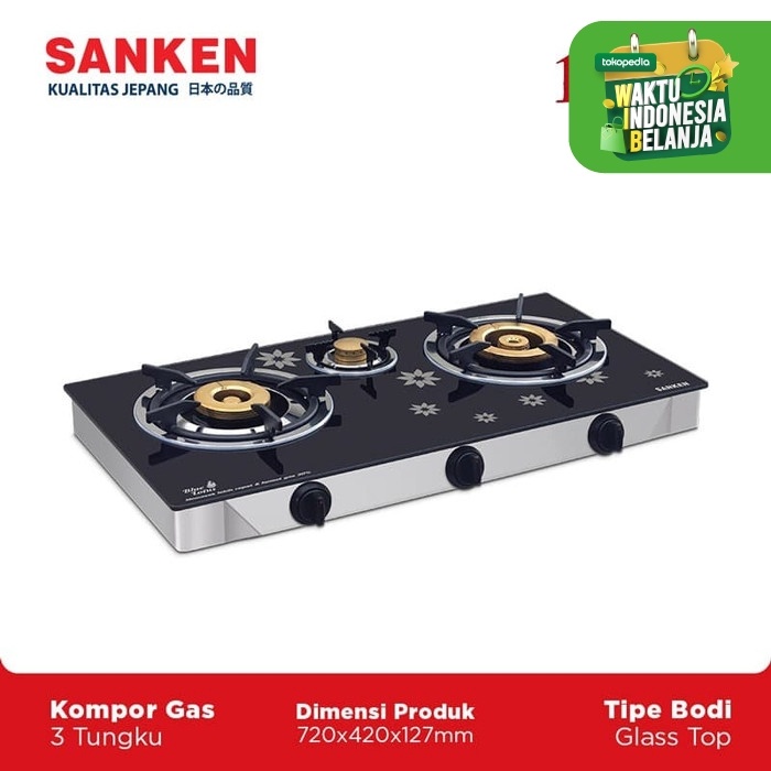 PROMO SANKEN SG-533FS KOMPOR GAS KACA 3 TUNGKU