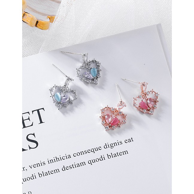 LRC Anting Tusuk Fashion Love Heart Stud Earrings D63763