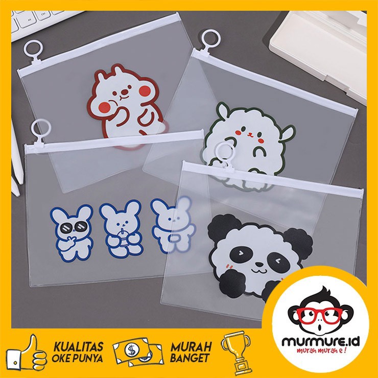MURMURE.ID | ZIPPER BAG TRANSPARAN MOTIF LUCU BUNGA AVOCADO PISANG KOREA TEMPAT PENSIL-1