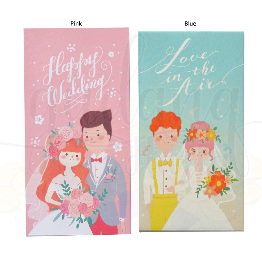 Amplop Happy Wedding Angpao Shuangxi Lucu Unik Love Pastel Couple