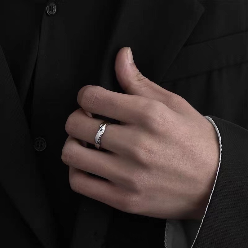 Cincin Model Terbuka Dapat Disesuaikan Gaya Korea Untuk Unisex