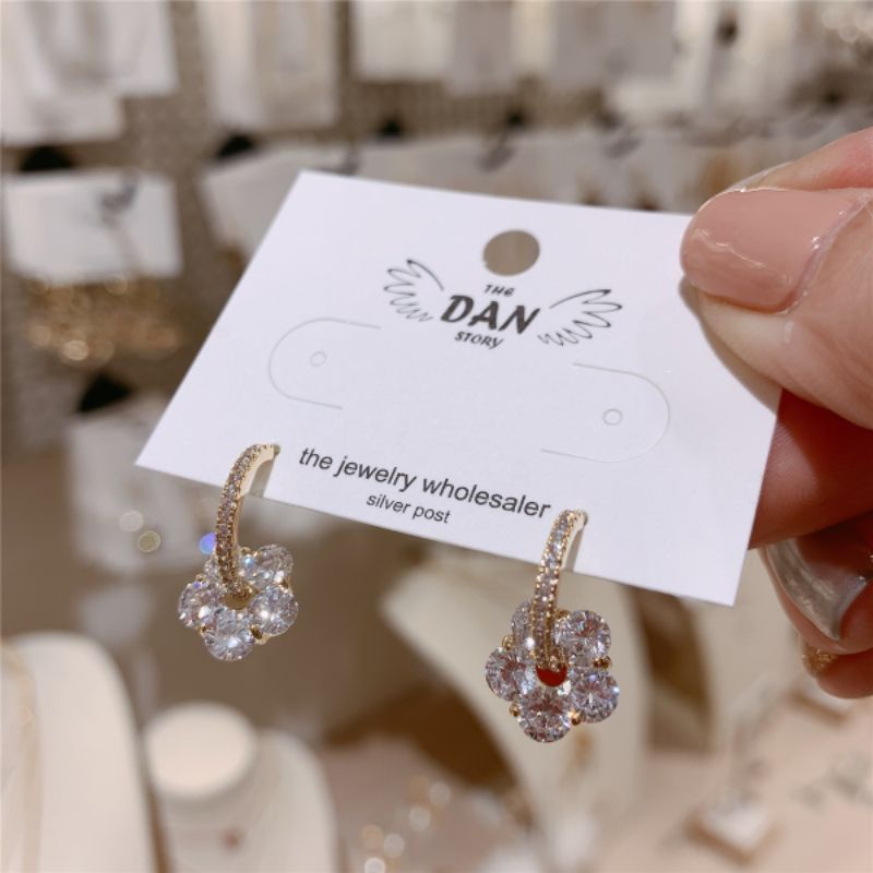 FerenHongXia Anting Bunga gaya korea untuk wanita S925