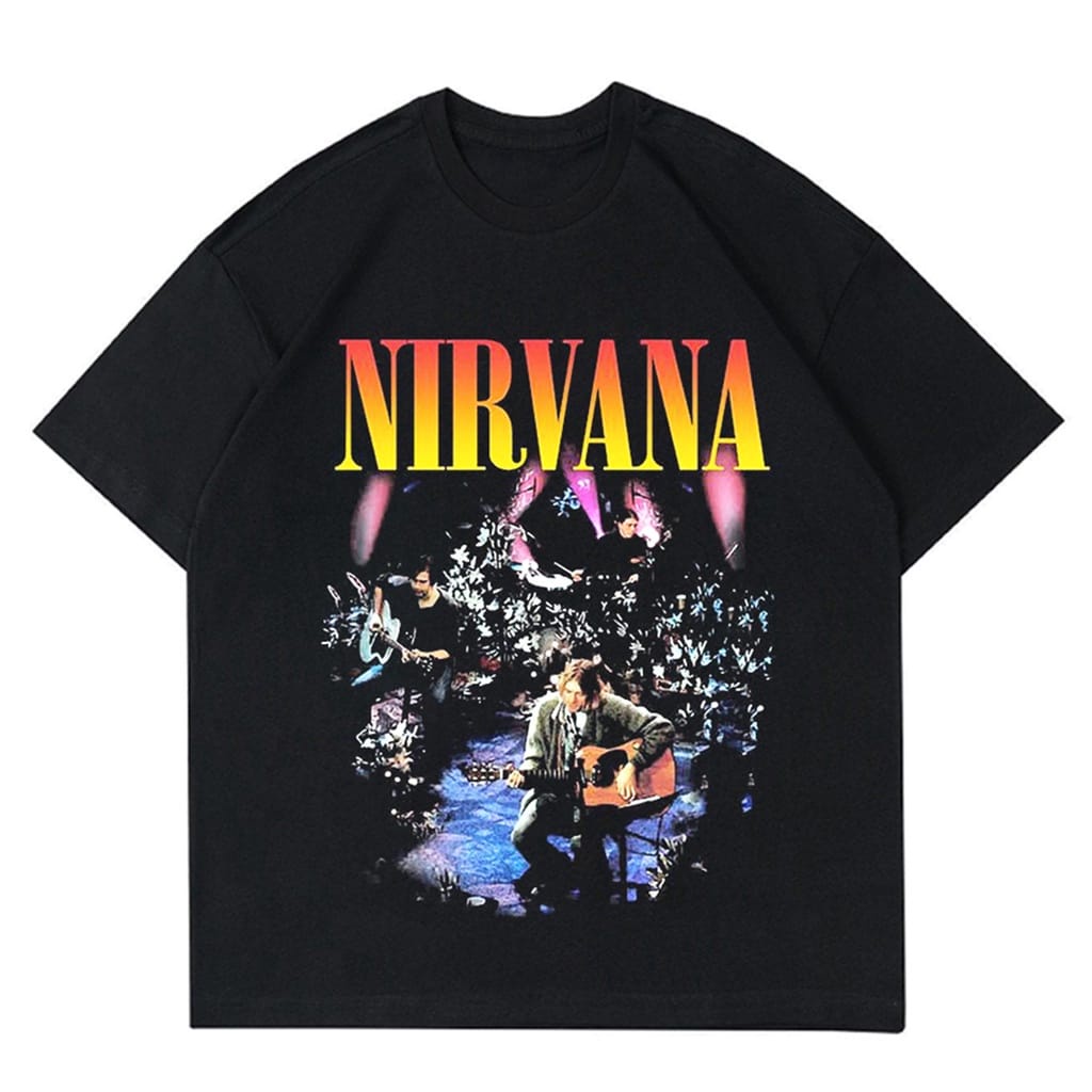KAOS BAND NIRVANA VINTAGE OVERSIZE - MTV UNPLUGGED 1993 | T-SHIRT PRIA HITAM NIRVANA H&M