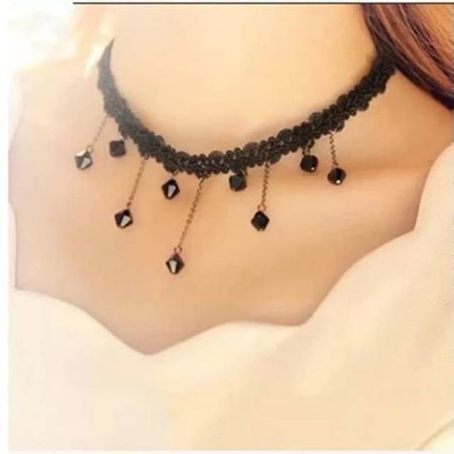 Kalung choker hitam halloween neclace gothic